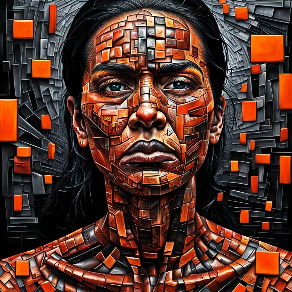 Emotional Pain in Cubist Art Deco Style