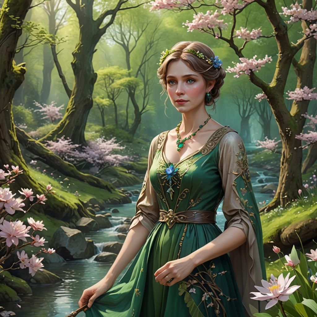 Enchanting Fairy Sorceress in a Spring Forest