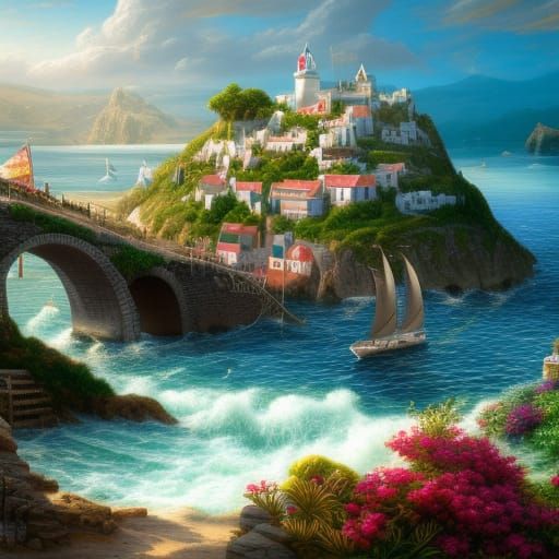 Realistic Seaside Village Landscape in Ultra HD