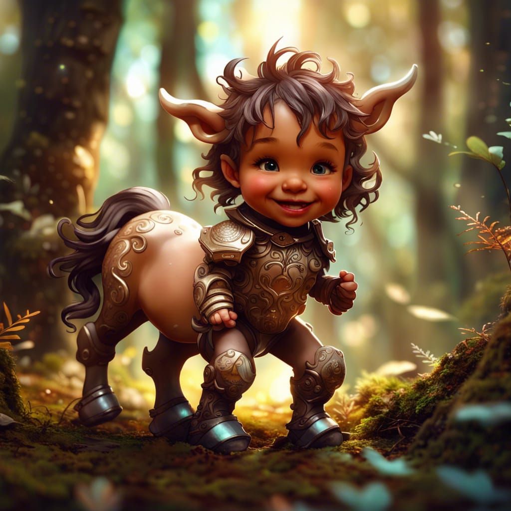 Chibi Centaur in Forest: Fantasycore Artwork