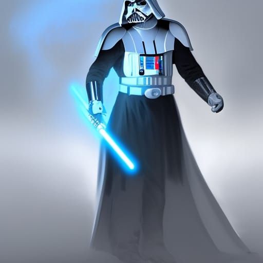 White Darth Vader with Blue Lightsaber Concept Art