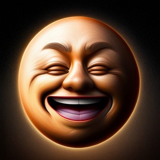 Hyperrealistic Laughing Emoji Moon Face