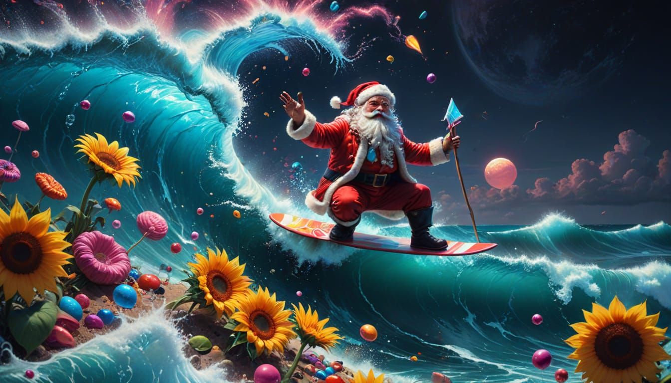 Santa Claus Rides the Cosmic Waves by Moonlight