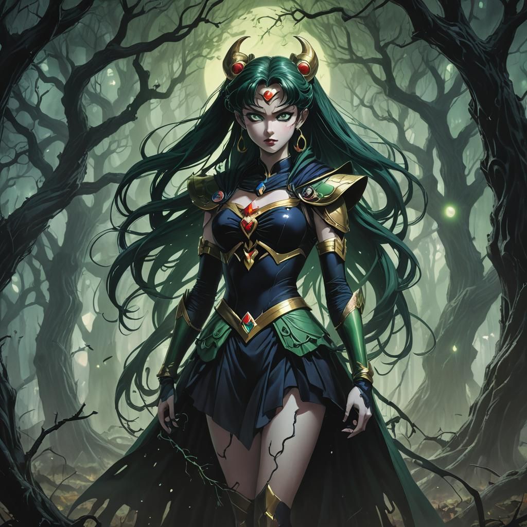 Gothic Sailor Moon in Haunted Orchard Illustration