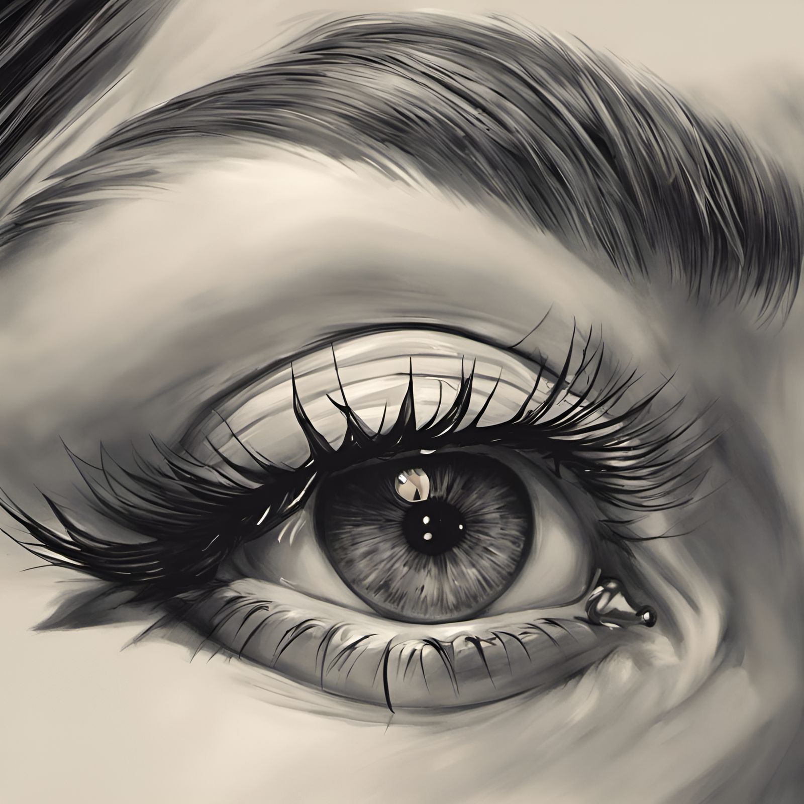 Macro Pin-Up Girl Portrait in Surreal Oil Style