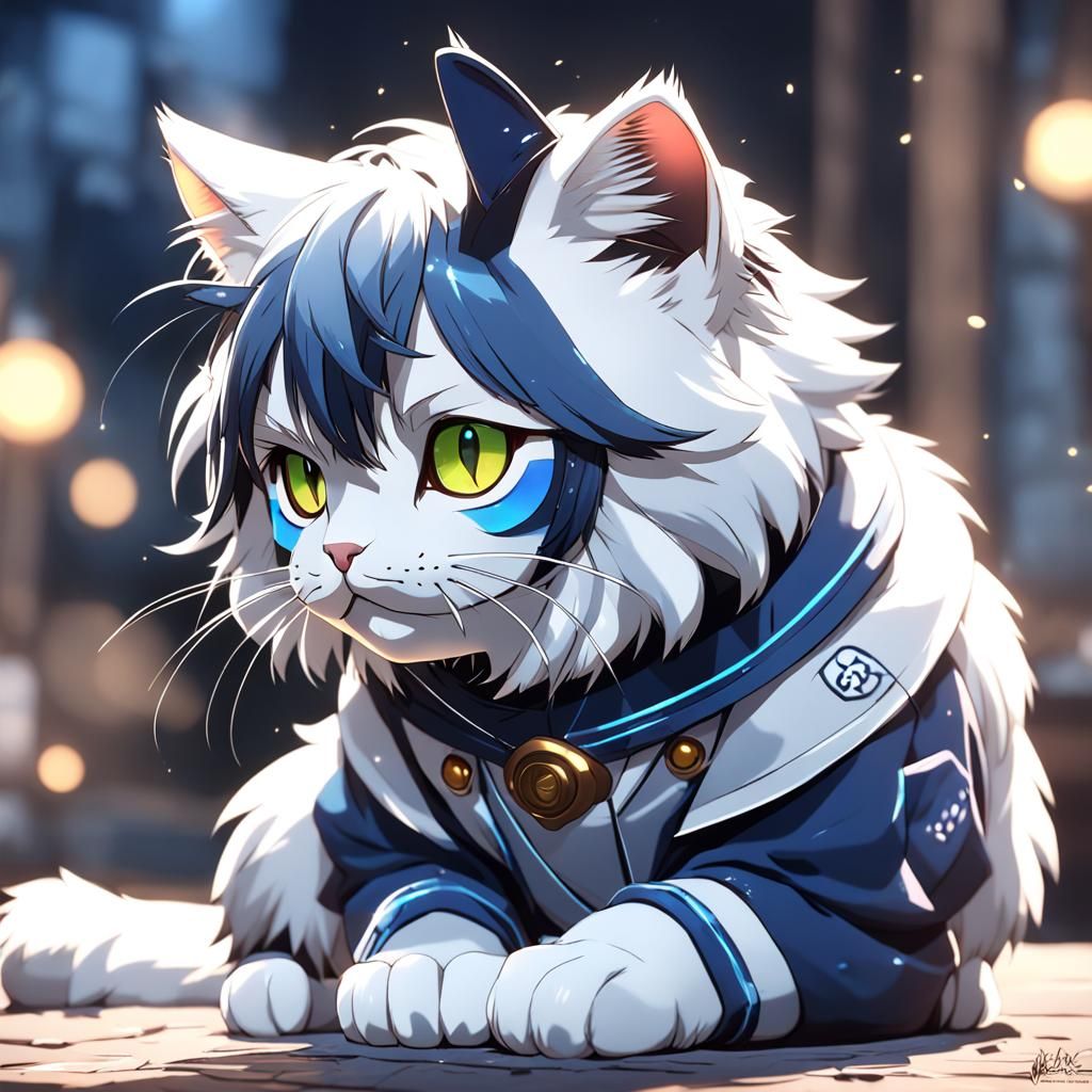 Detailed 3D Anime Cat Inspired by WLOP