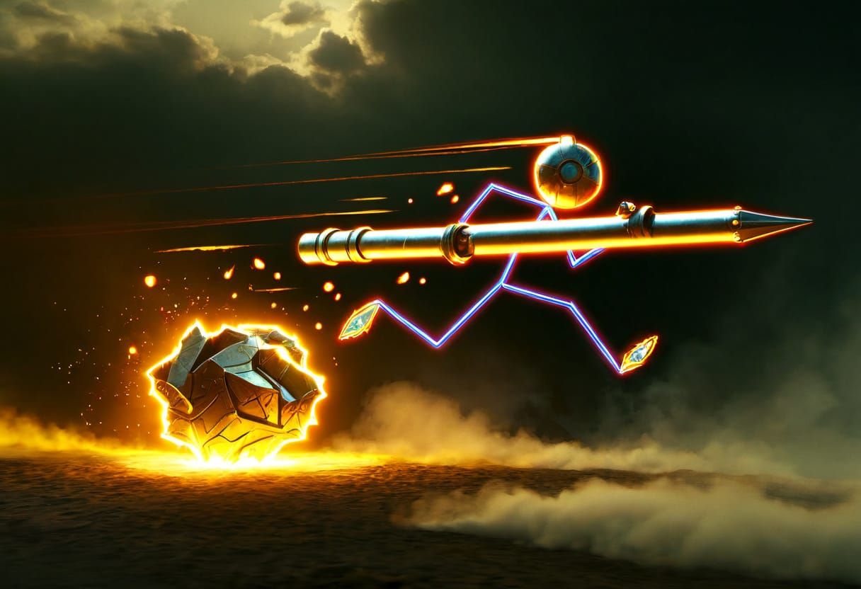 Jousting Knight in Daring Flight from Cannon Ball