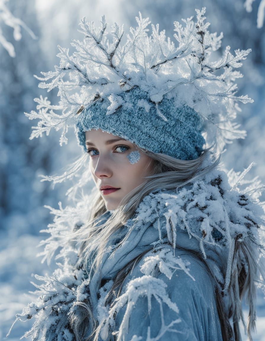 Queen's Jeweled Crown of Ice Crystals in Winter Light