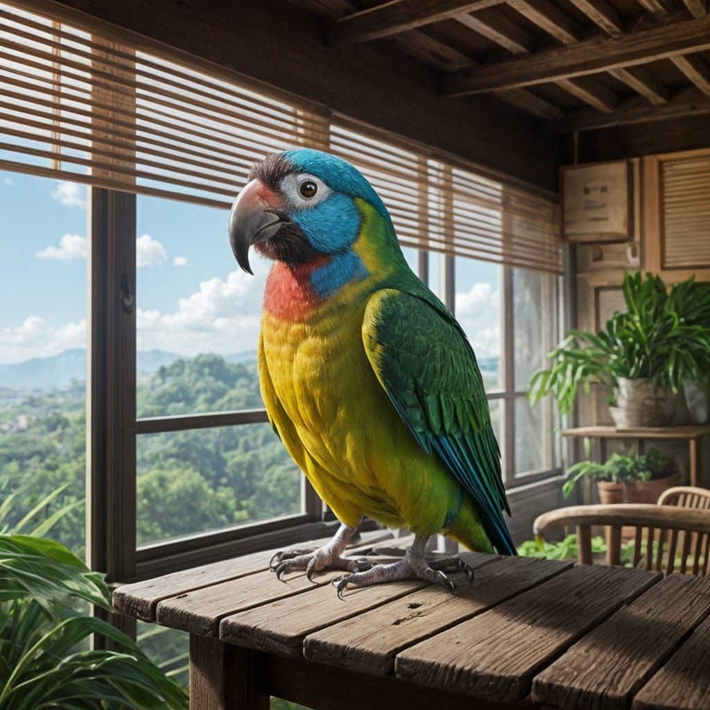 Parrot Formed Like the Number 4 in a Jungle Classroom