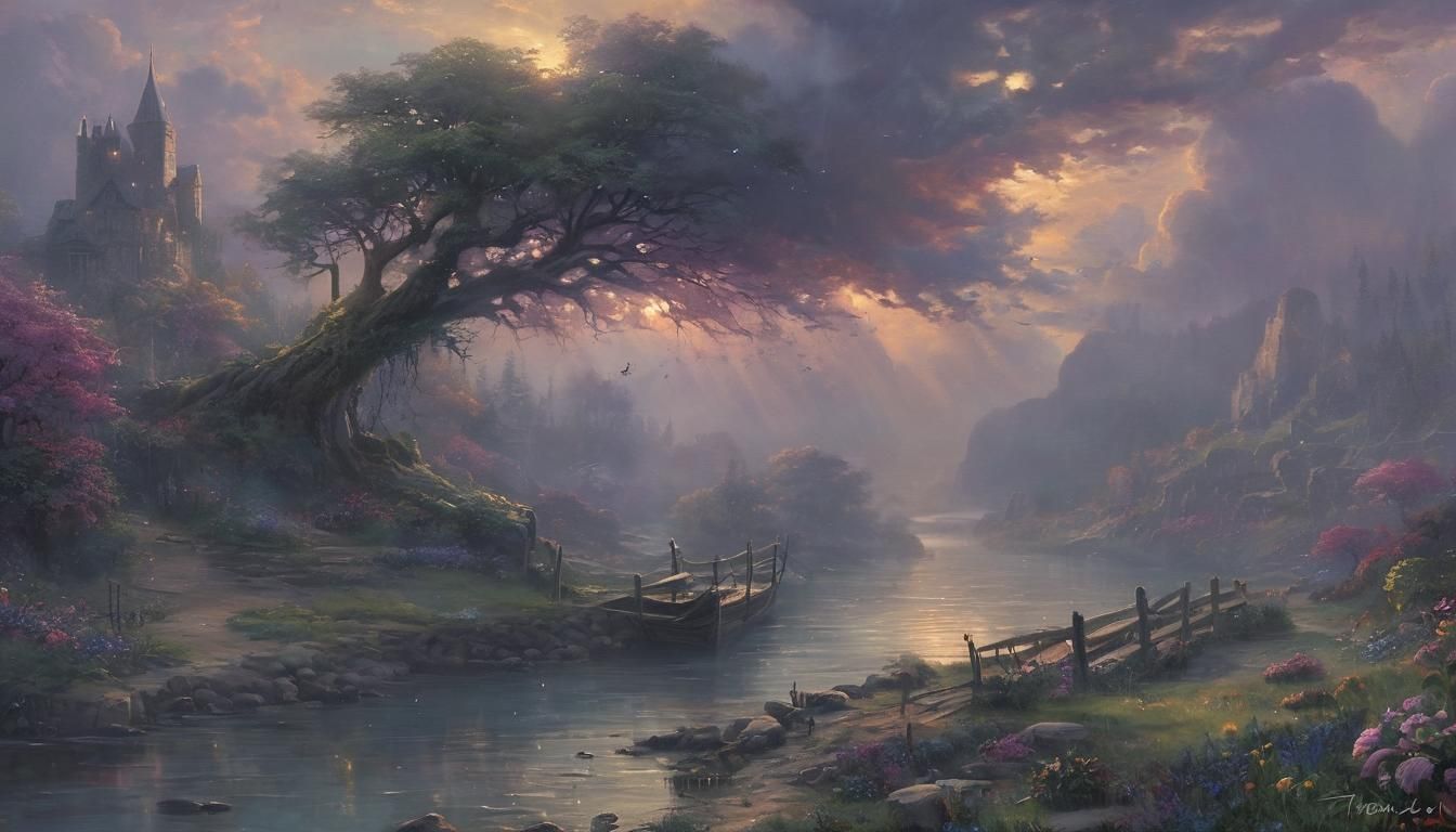 Ethereal Fantasy Landscape in Hyperdetailed Mist