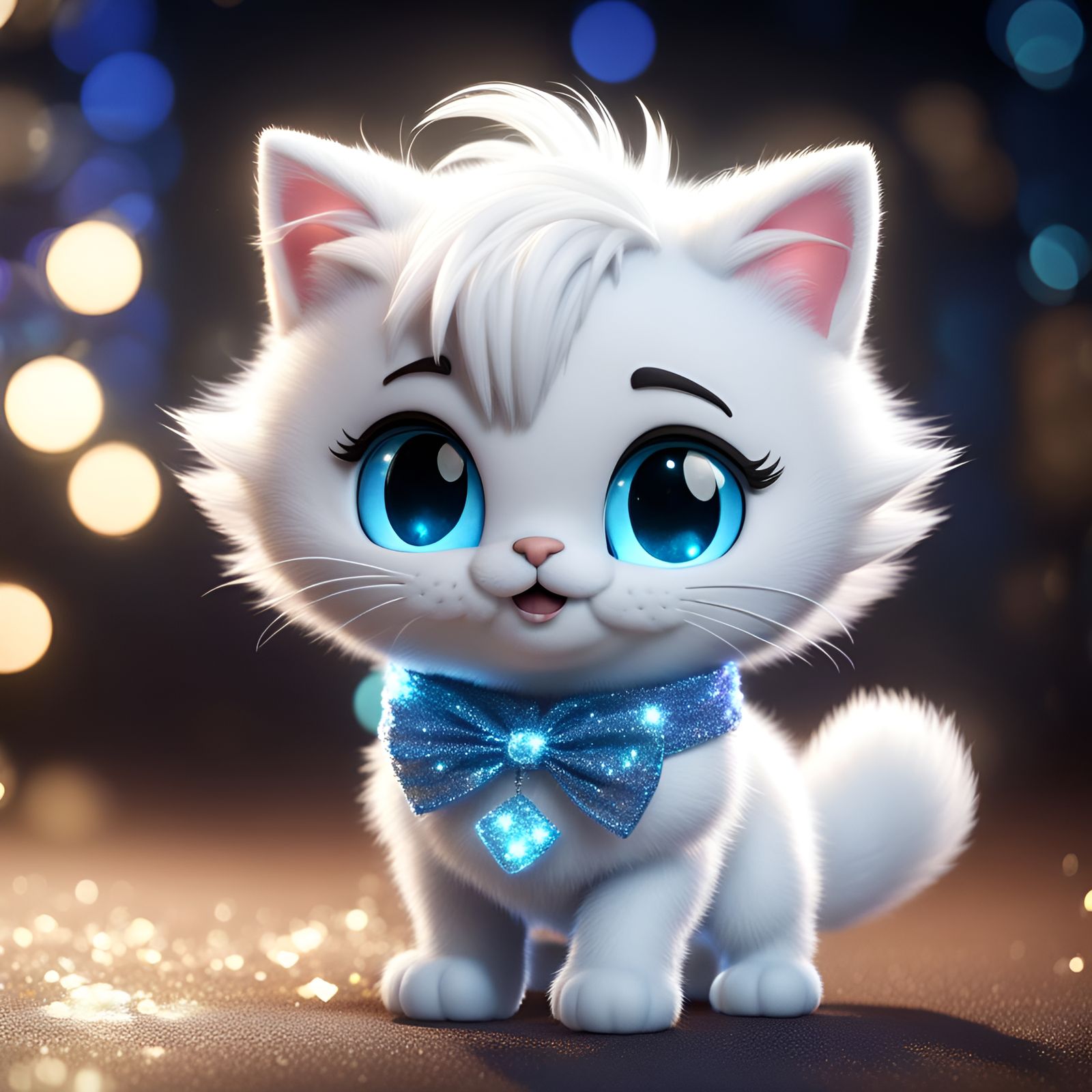 Chibi White Cat Disney Cartoon Character