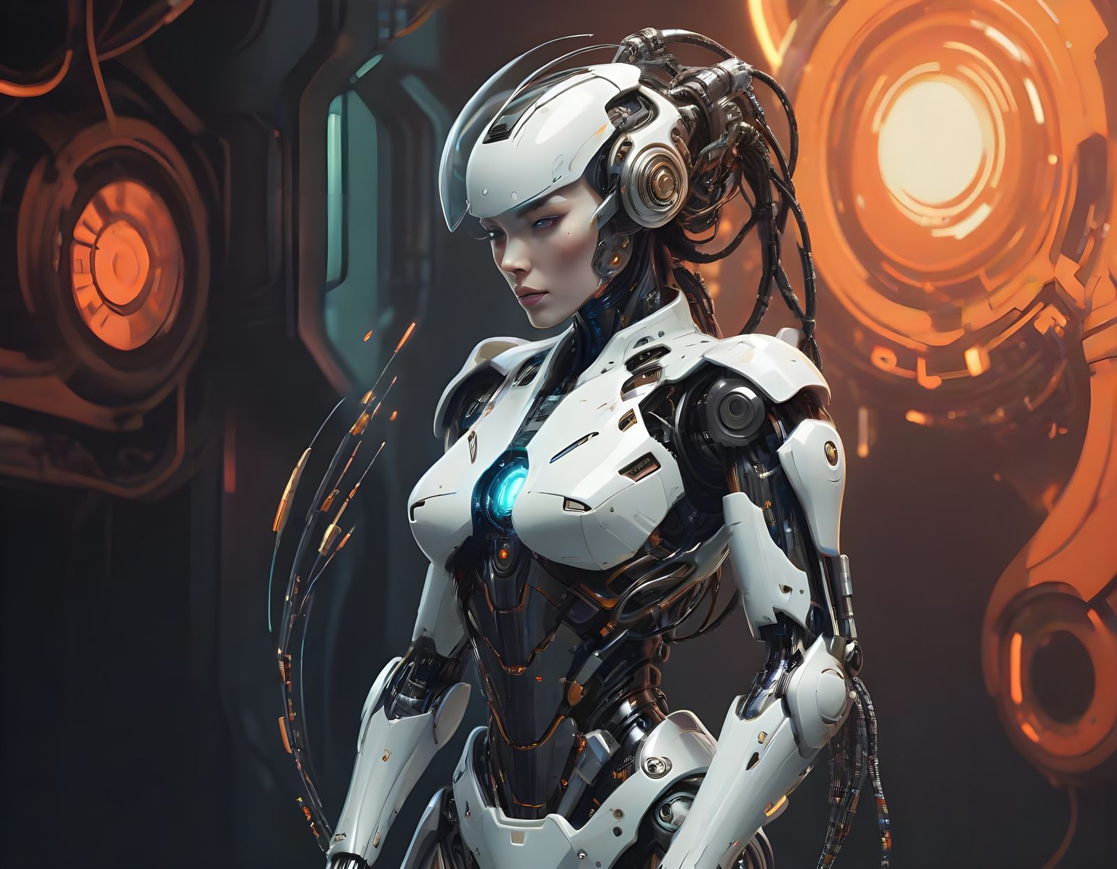 Cyberpunk Goddess with Metallic Endoskeleton