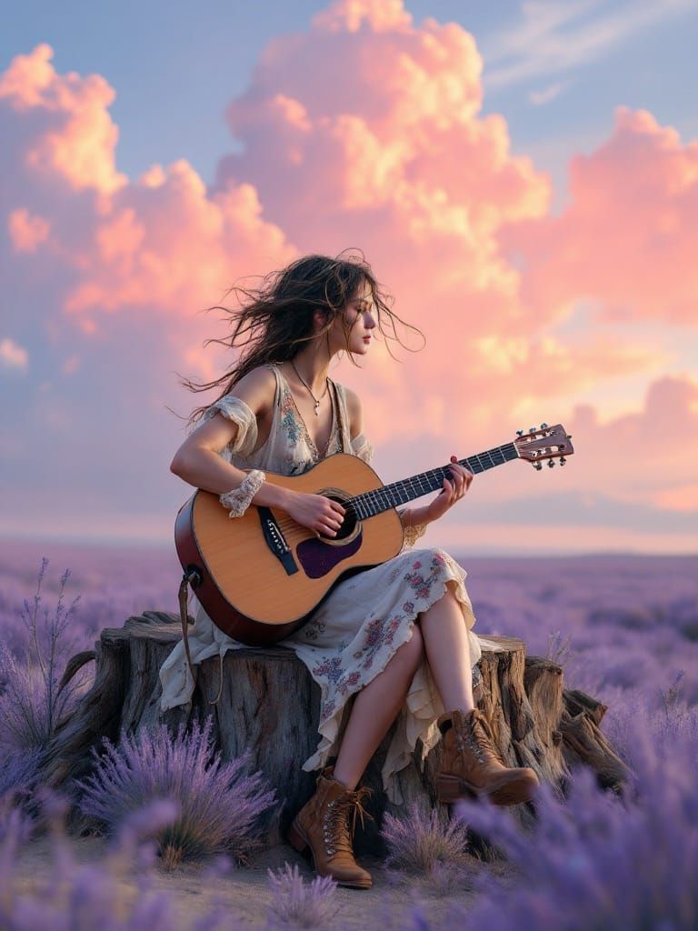Whispering Bohemian Wanderer in Lavender Dreamscapes