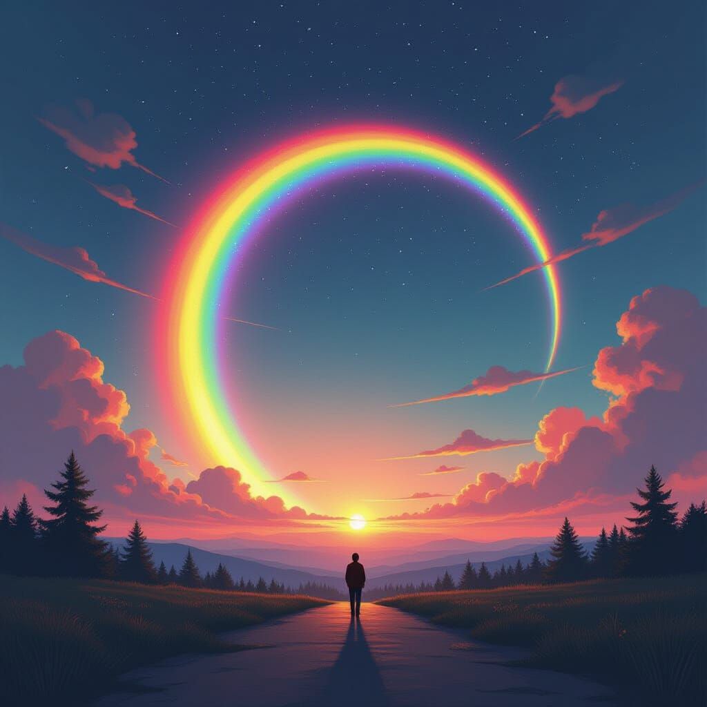 Vibrant Rainbow Colors with Ethereal Atmosphere