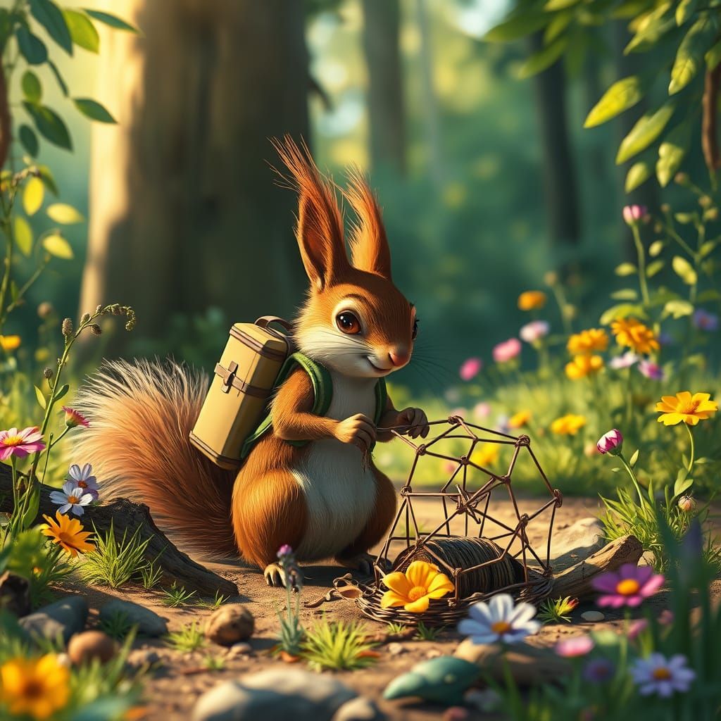 Mischievous Squirrel setting a trap