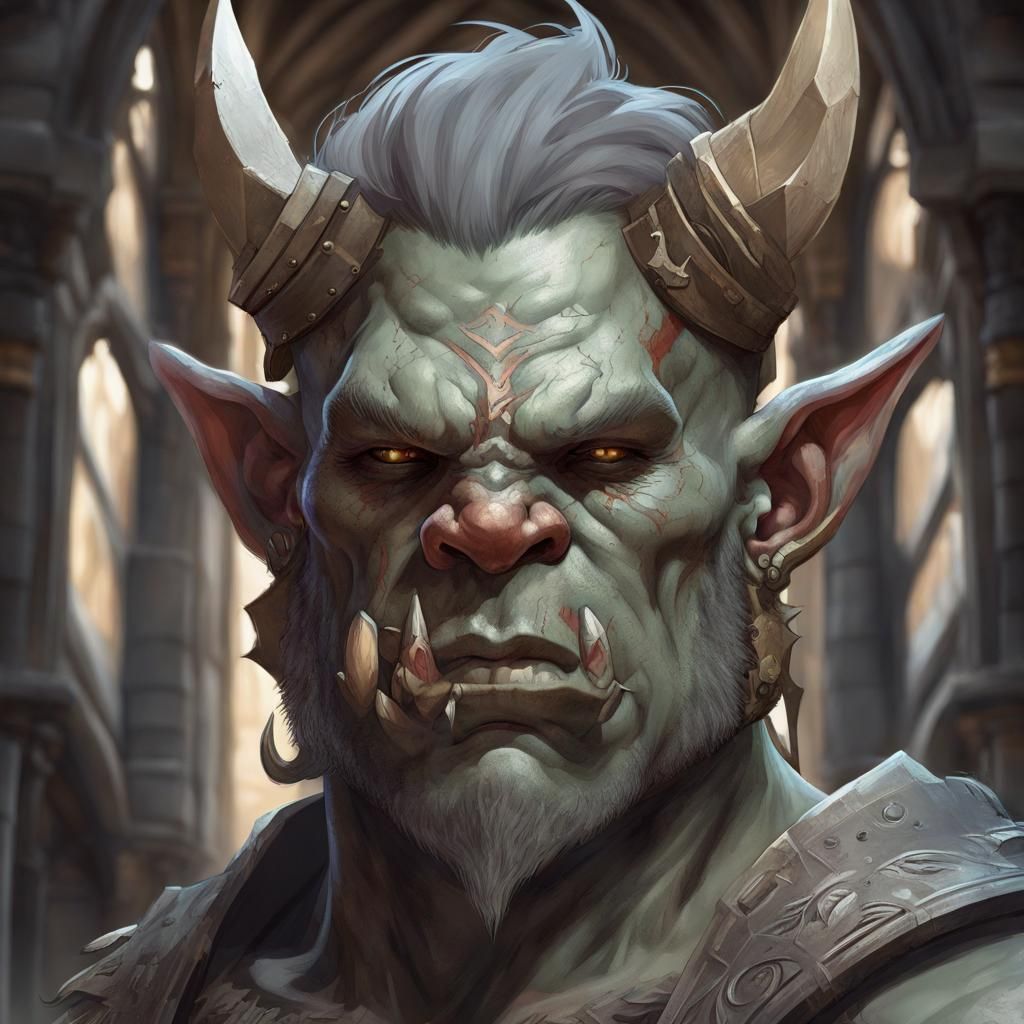 Fierce Orc Warrior Portrait in Detailed Concept Art