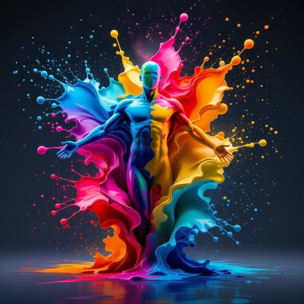 Abstract Paint Figure in Vivid Colors