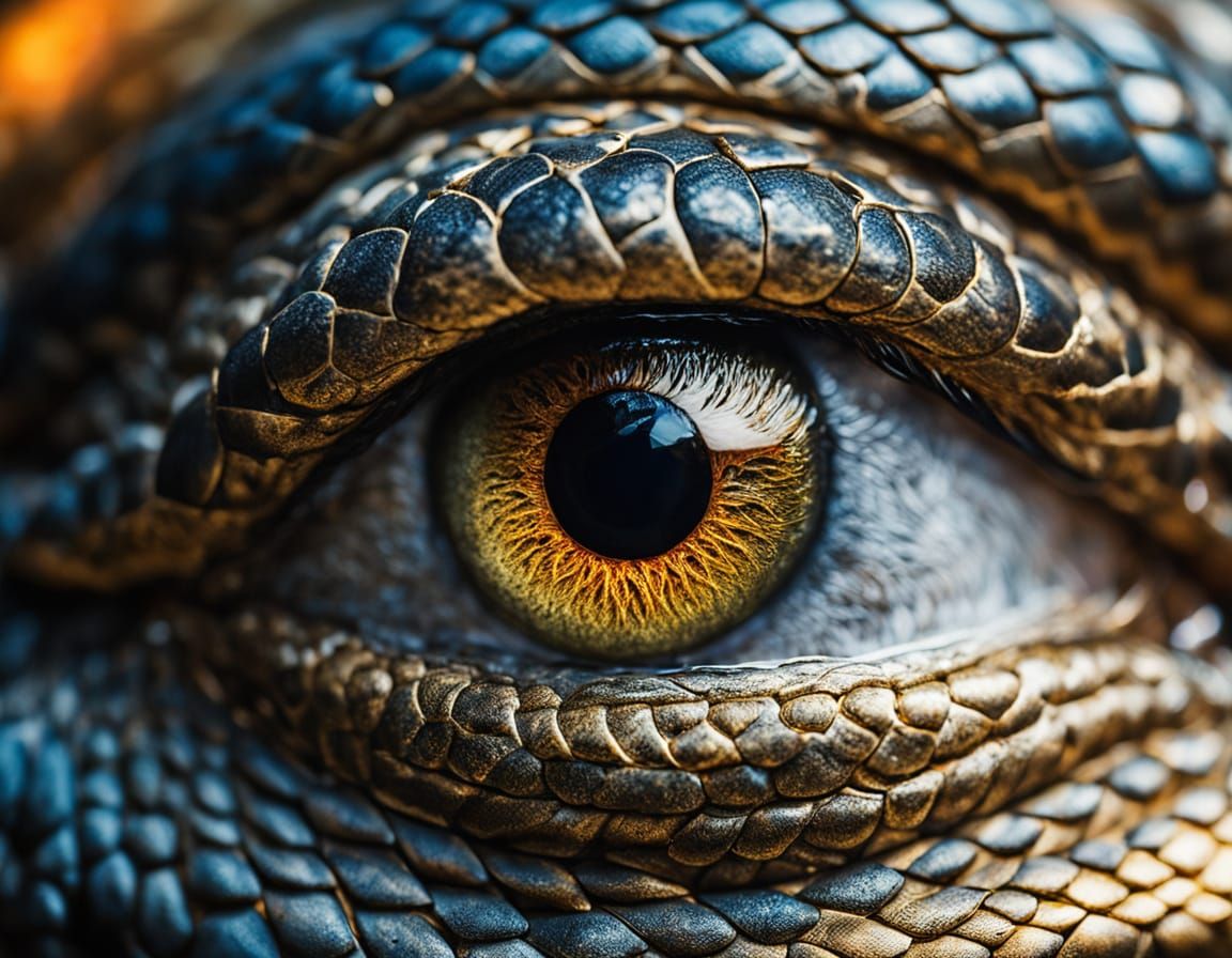 Mystical Eye with Serpent in Golden Hour Lighting