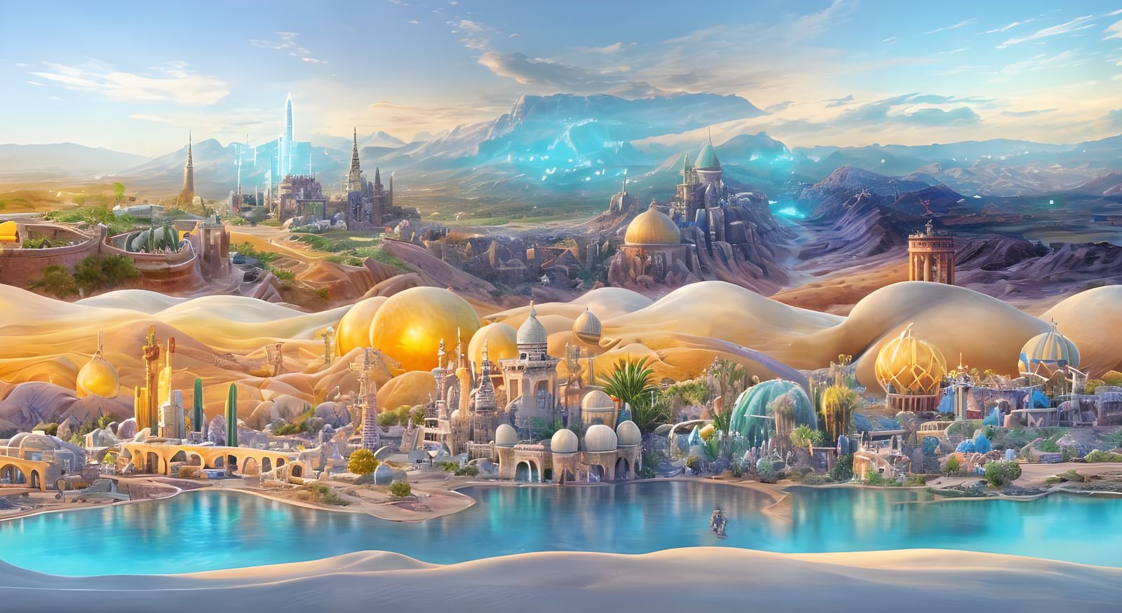 Utopian Desert Kingdom in Dieselpunk Style