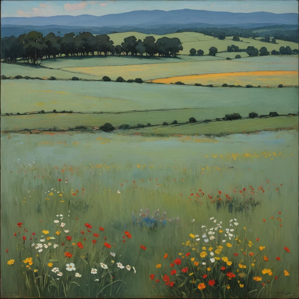 Abstract Hilly Meadow in Rothko Style