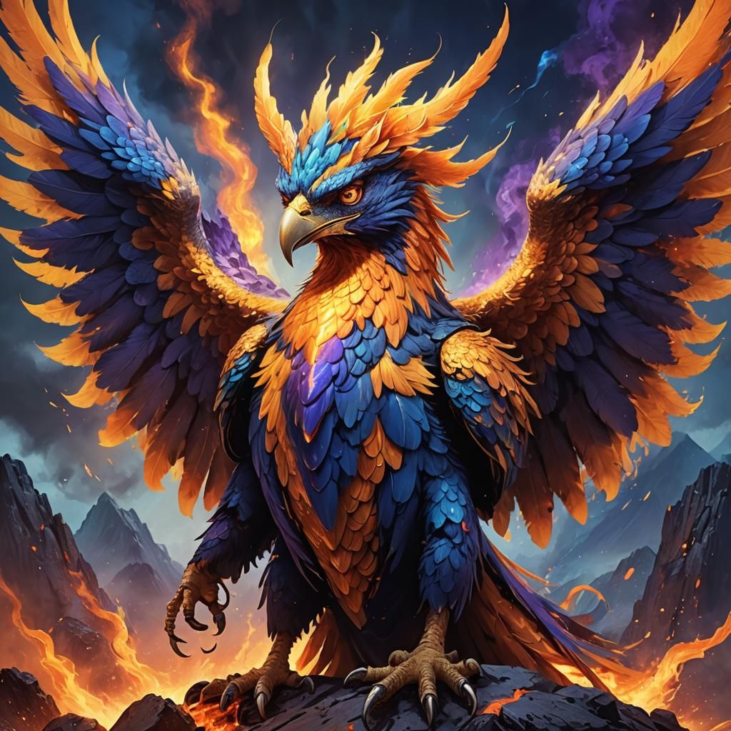 Phoenix on Volcano: Fantasy Concept Art