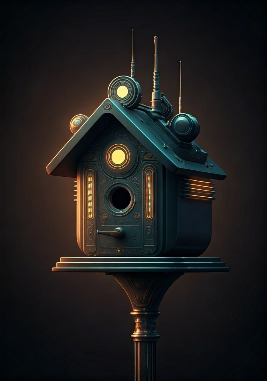 Retrofuturistic Cyberpunk Birdhouse in 8K Resolution