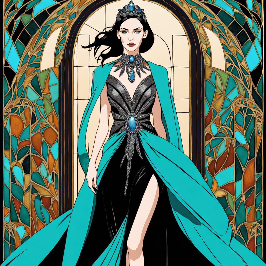 Art Deco Tiara with Onyx and Silver on Ayelet Zurer