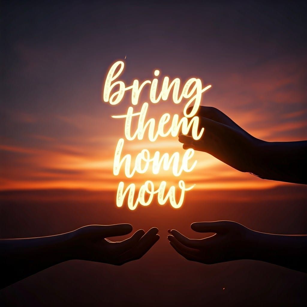 Touching Hands Silhouette with Sunset and Text
