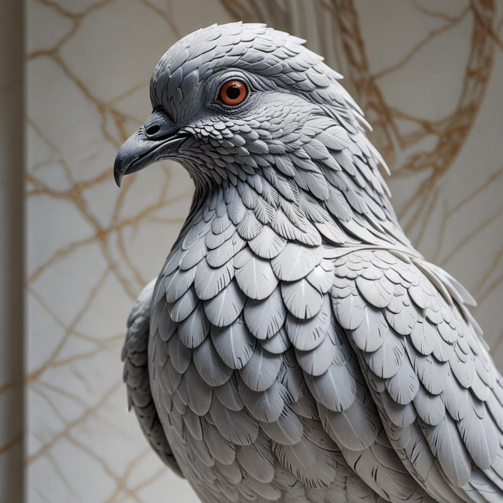 Michelangelo Inspired Marble Pigeon Sculpture