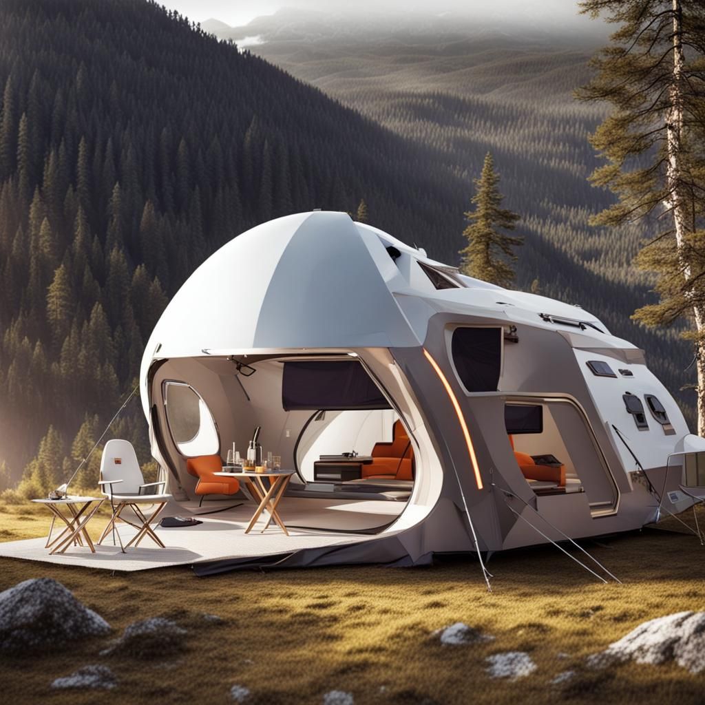 Futuristic Camping Setup in Digital Art