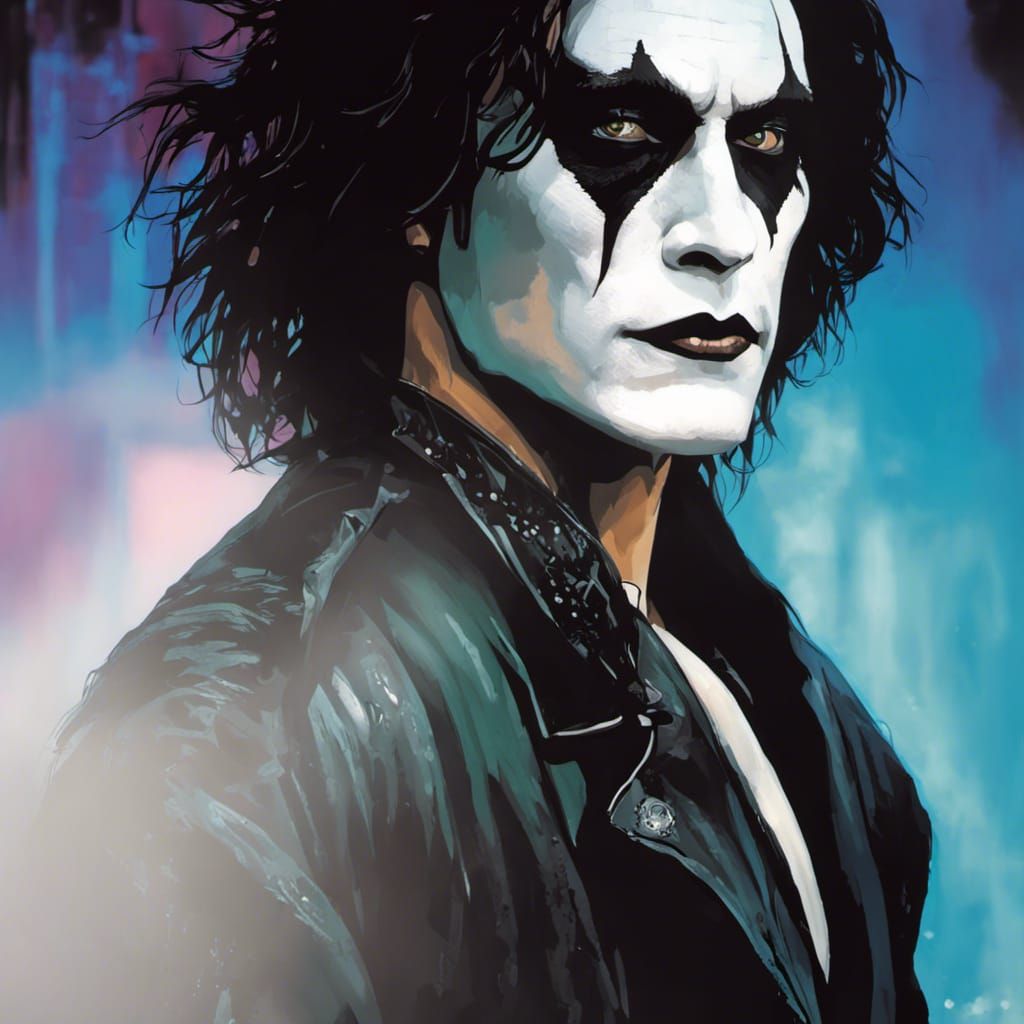 The Crow with Harlequin Makeup in Goth Style