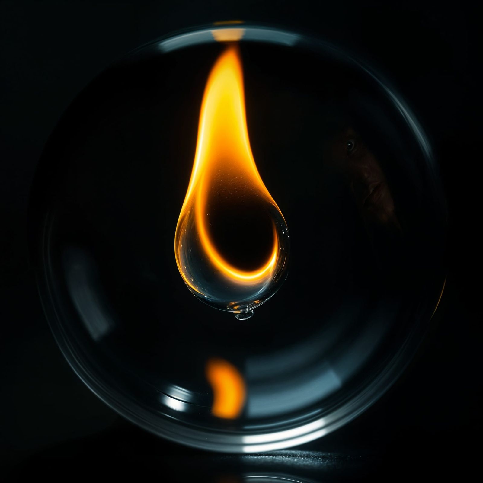 Water and Fire Harmony in Glass Sphere