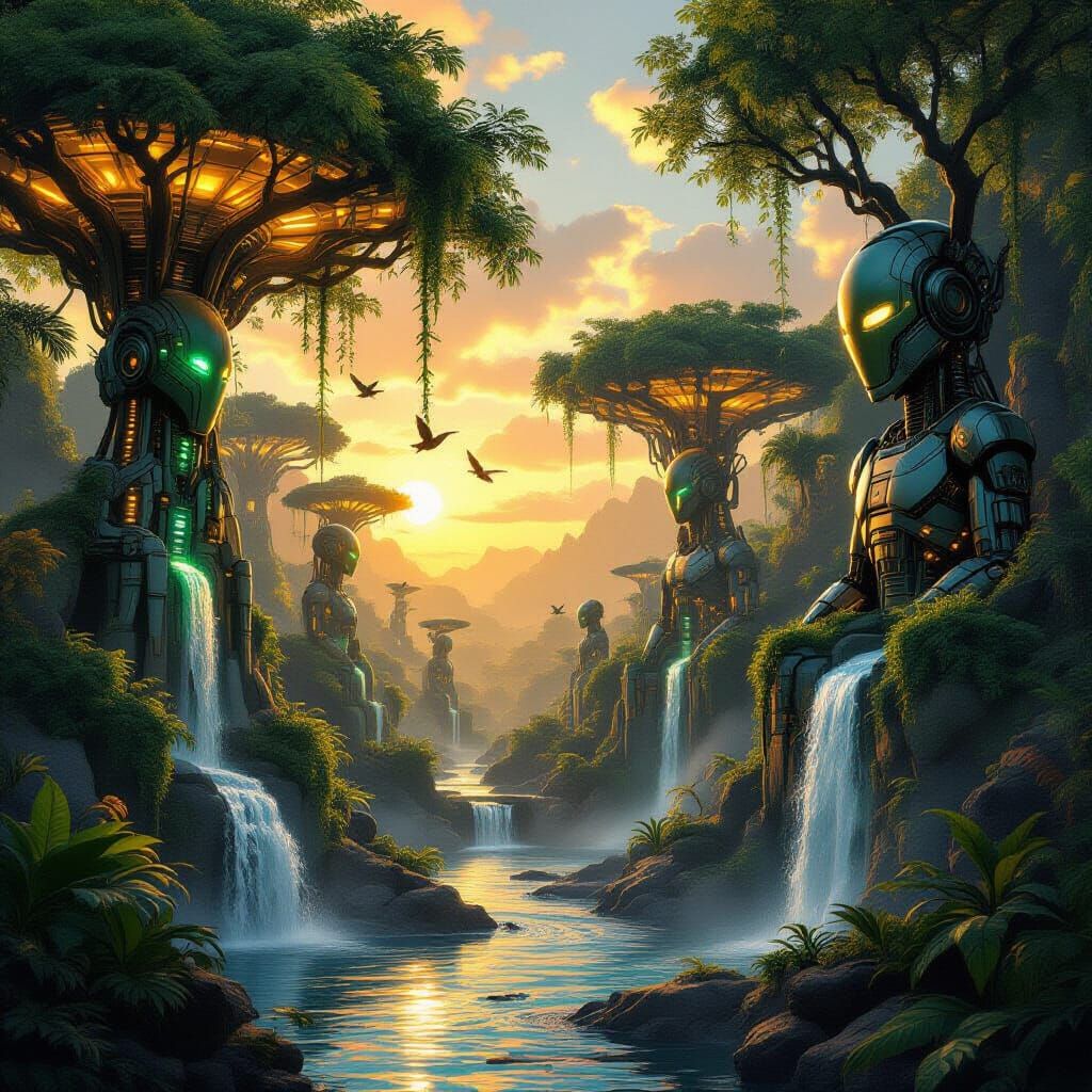 Alien Jungle Fuses Nature and Technology with Metallic Trees