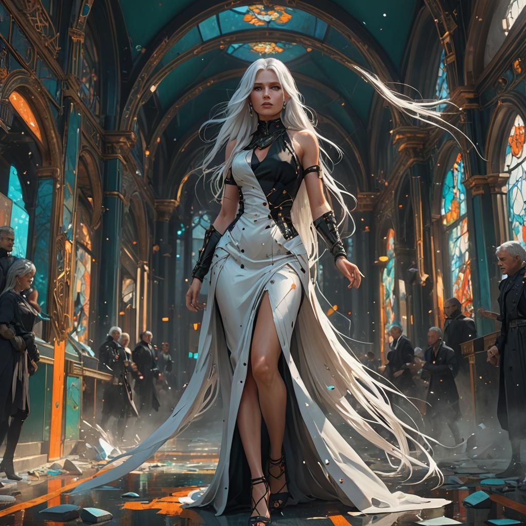 Detailed Digital Portrait: Woman in Black Dress