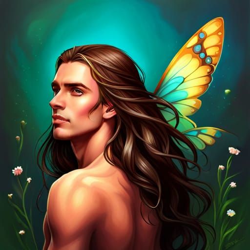 Gorgeous Male Wildflower Fairy in Fairycore Fantasy Style