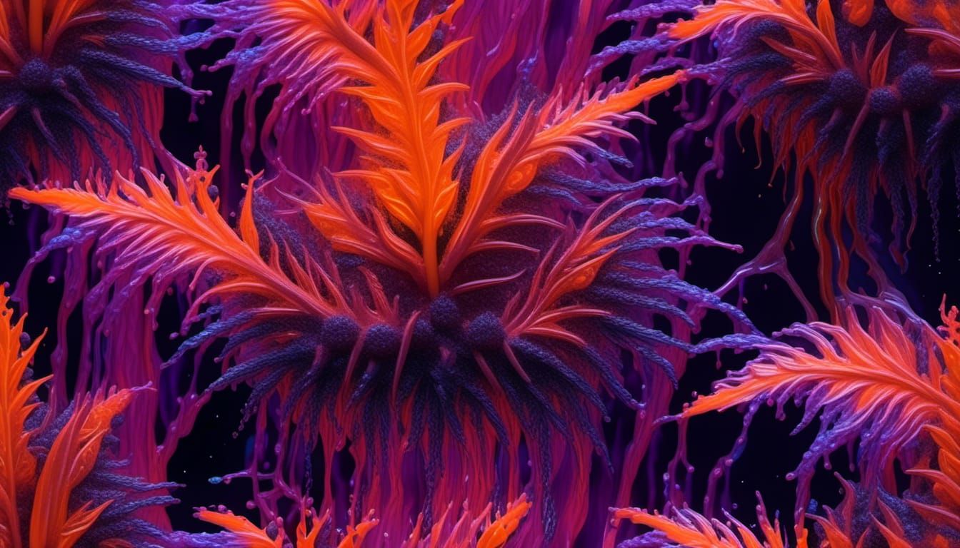 Surreal Alien Marijuana Plant with Bioluminescent Resin