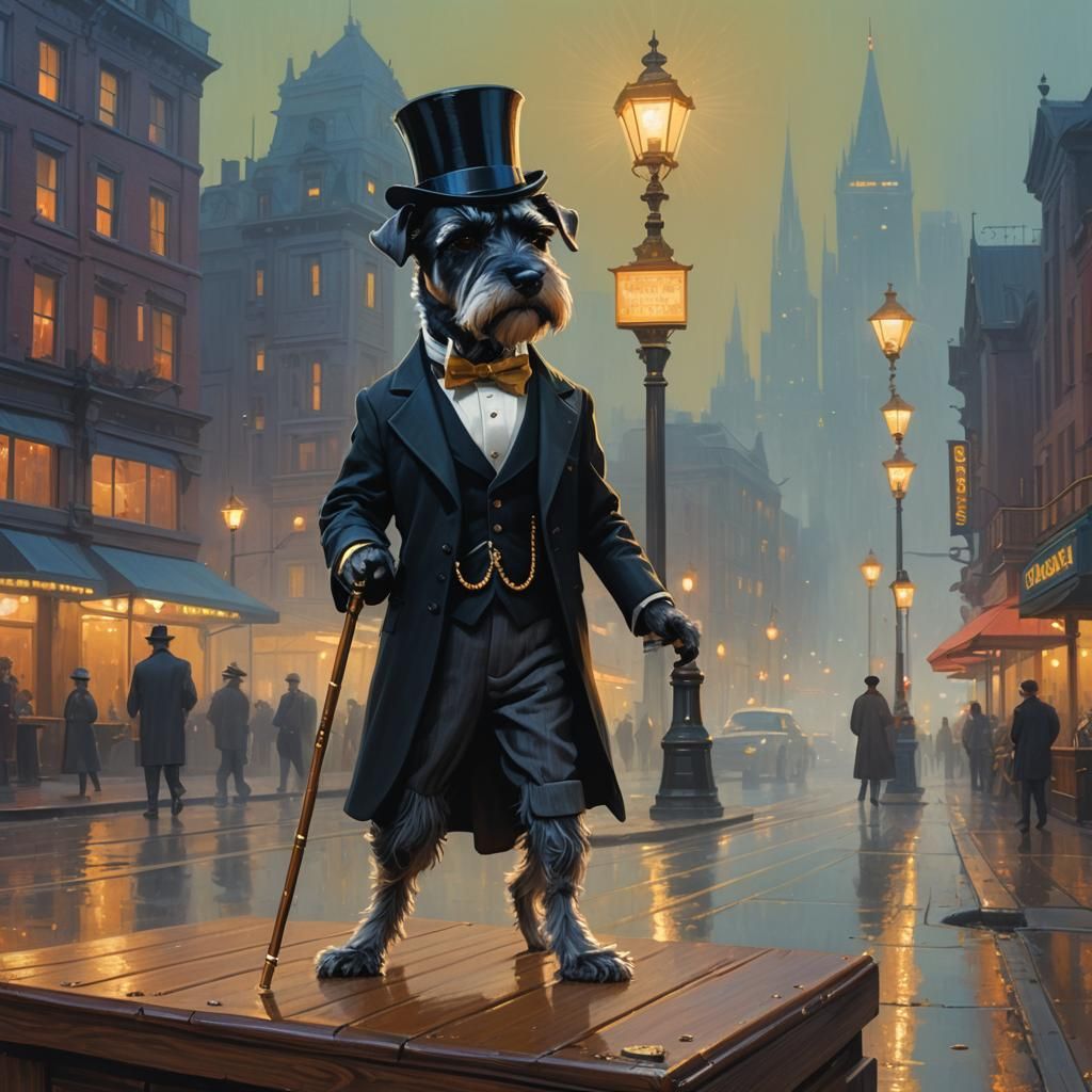 Cyberpunk Schnauzer Tap Dance in the City