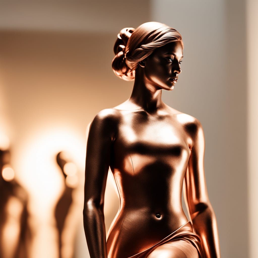 Ethereal Copper Sculpture in Museum Setting