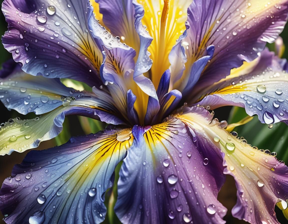 Luminescent Iris Flower at Sunrise