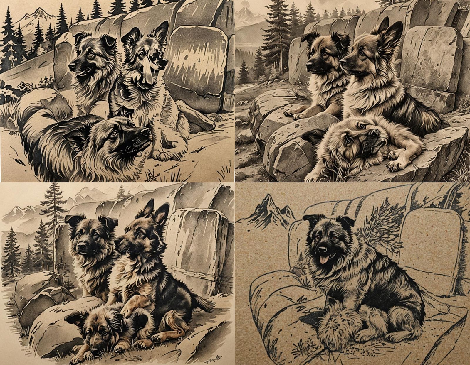 Tattoo Design: Barn, Mountains, Tervuren Dog