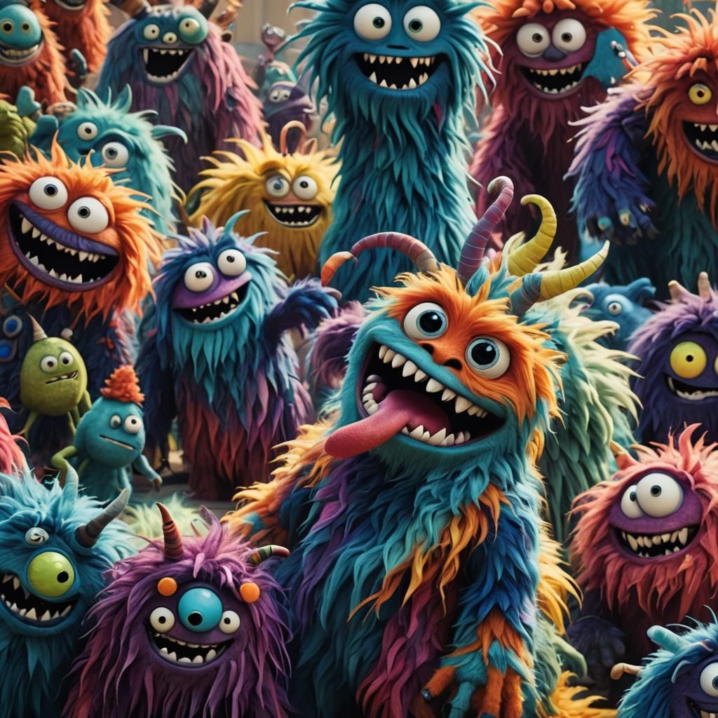 Colorful Furry Monster: Whimsical Cinematic Creature