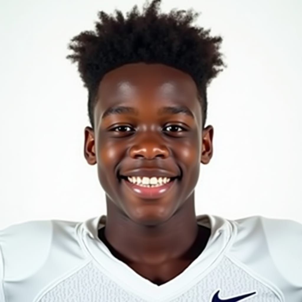 Confident Young Football Player in Hyperrealistic Portrait