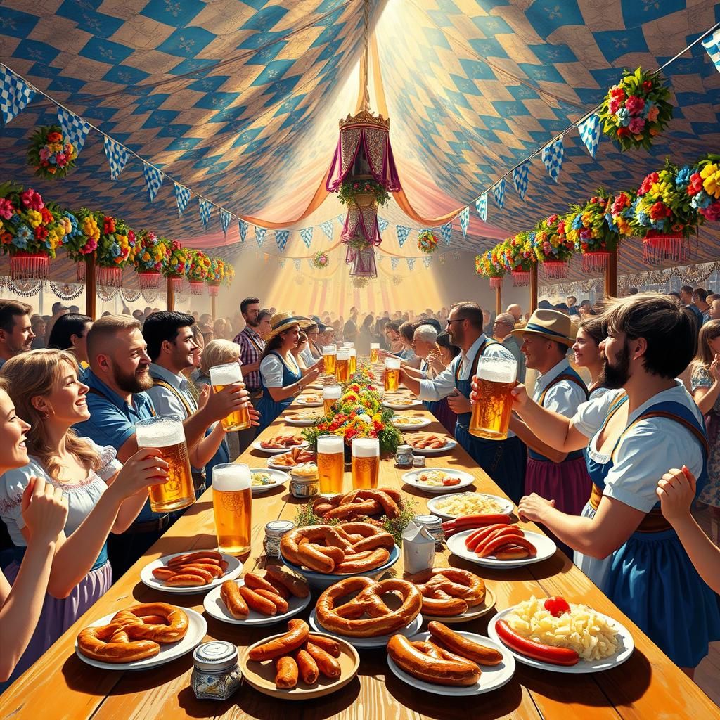 Oktoberfest Celebration in Impressionist Style
