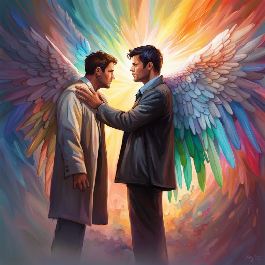 Angel Resurrects Man in Colorful, Hyperrealistic Scene