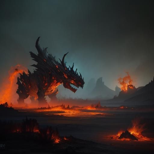 Scorched Stalk in Barren Landscape: Fantasy Concept Art