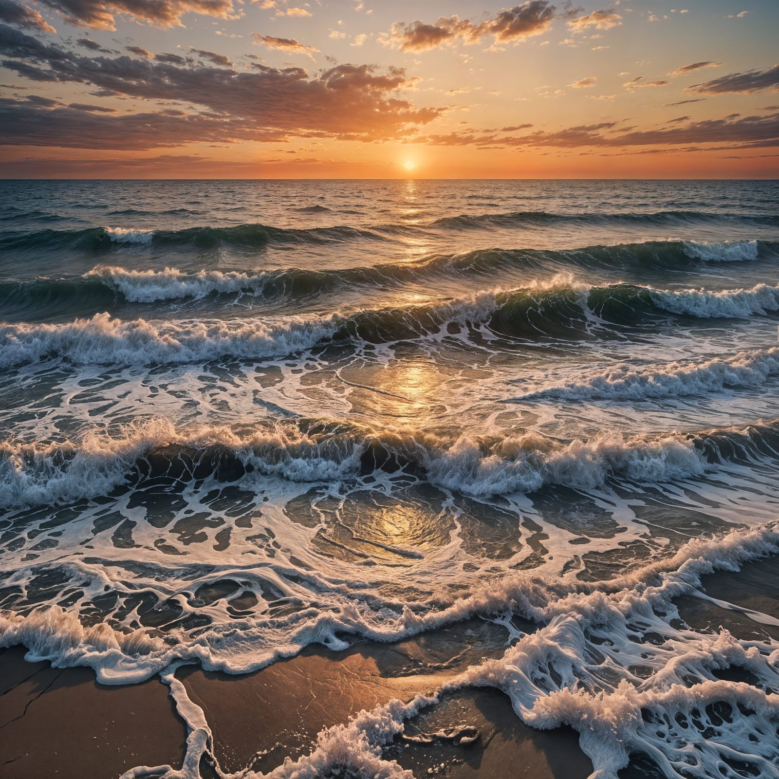 Heartbroken Sea Waves at Sunrise