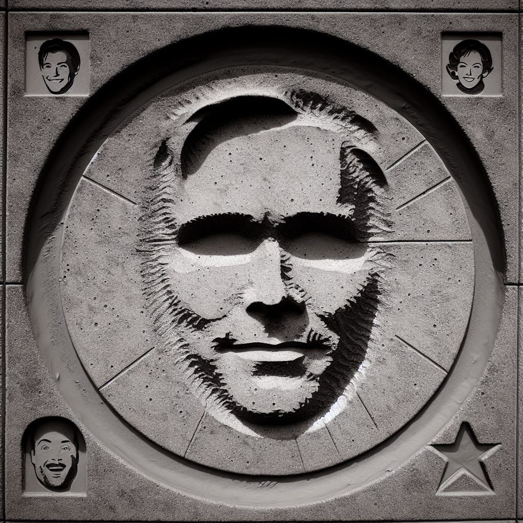 Anonymous Face on Walk of Fame Concrete