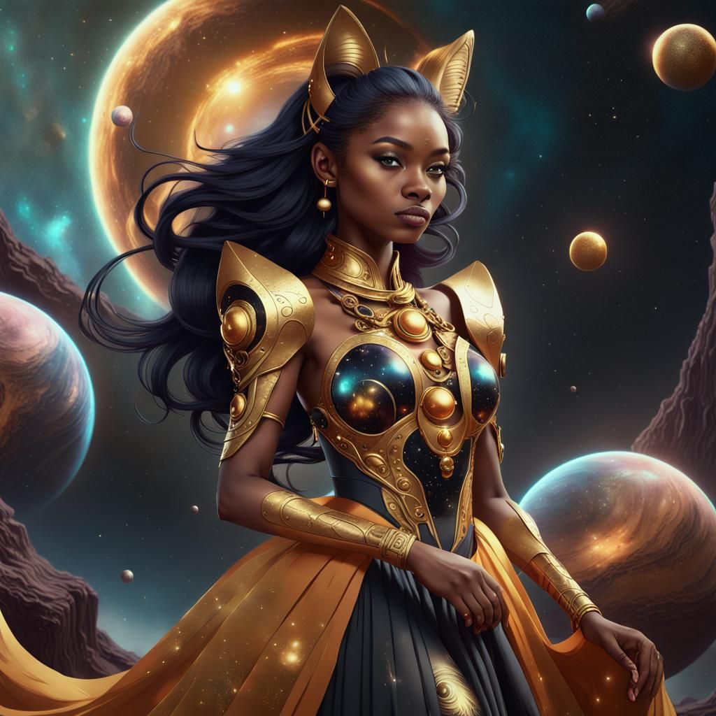 Kitsune Princess in Space Dress: Fantasy Concept Art