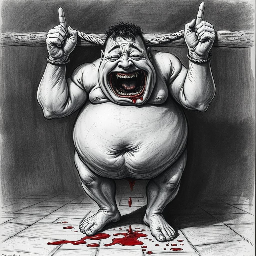 Man Screaming in Pain as Blood Drips