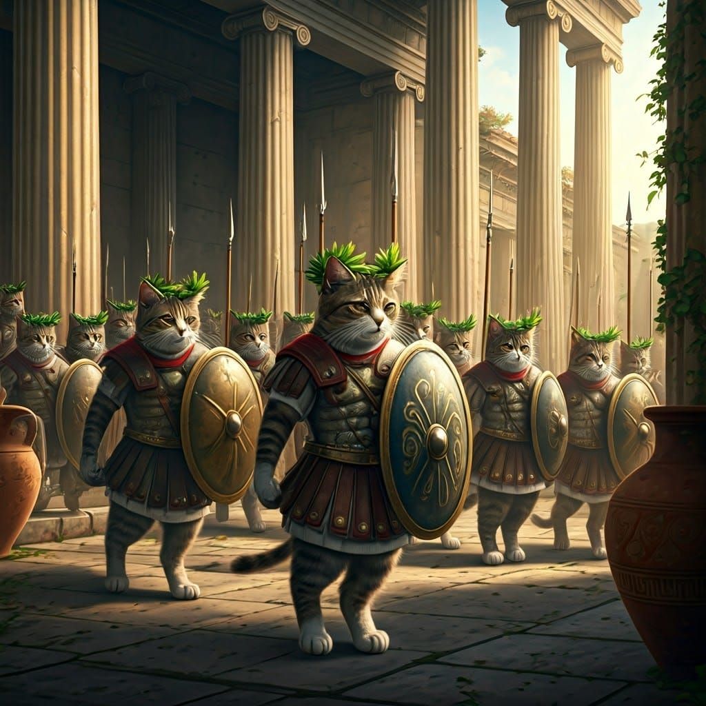 Grecian Feline Battalion in Ancient Agora